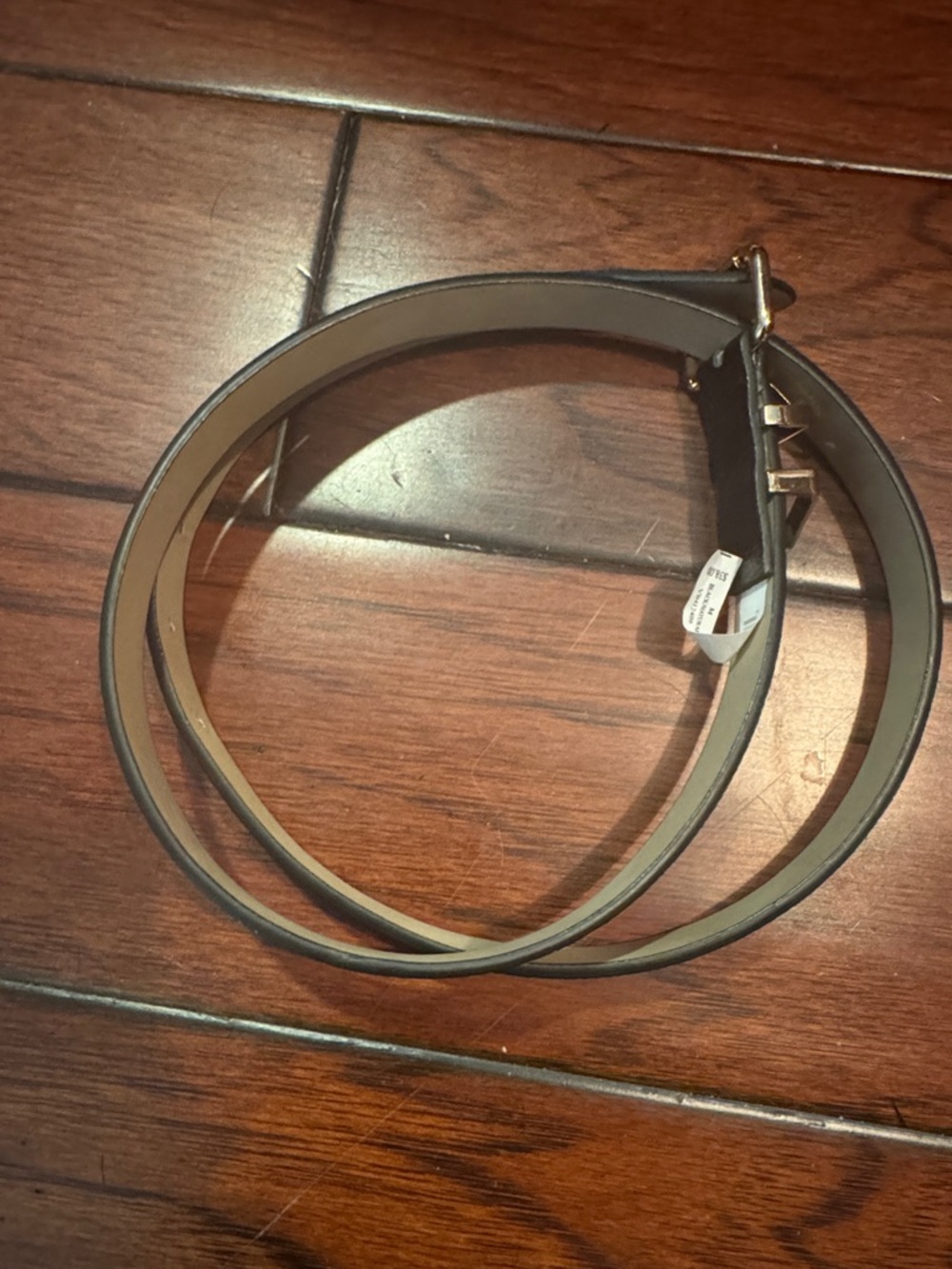 Source Unknown Double-Wrap Slim Belt in Gray with Gold Buckle